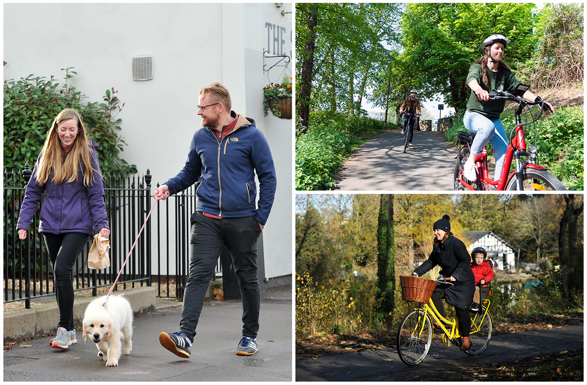 People walking and cycling in Cheltenham